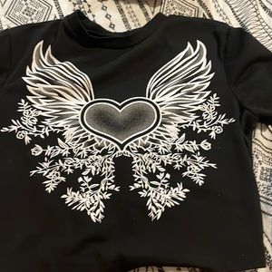Black shirt with designs on front